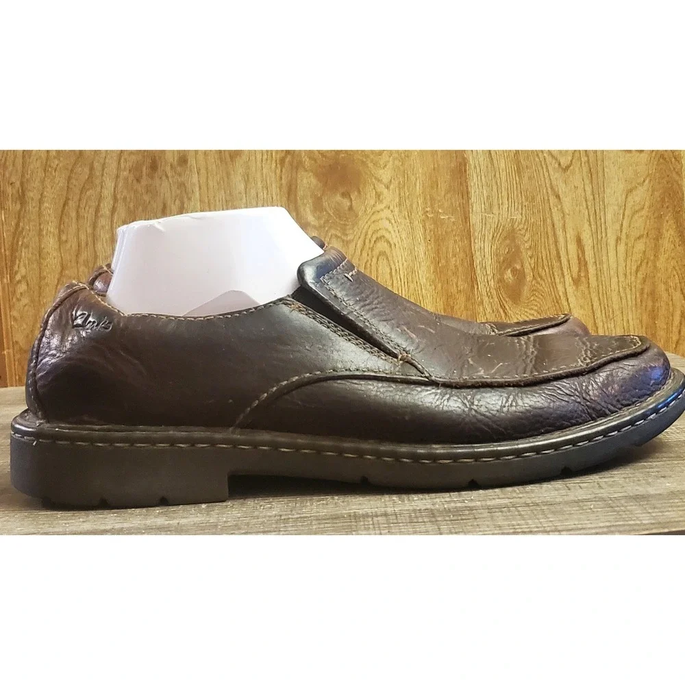 Clarks Slip‎ On Leather Loafers Mens Size 10 Brown